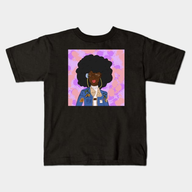 Black girl magic (black afro) Kids T-Shirt by DejaDoodlesArt